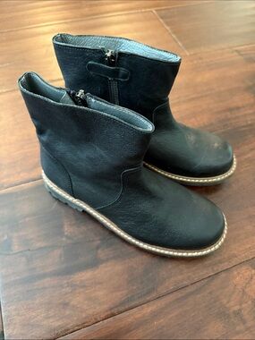 Bonpoint Black Leather Kids Zip Boots